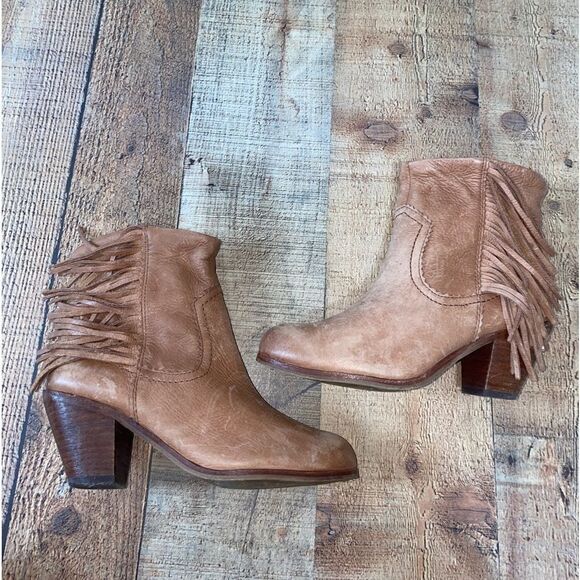 Sam Edelman Louie Women 6 Fringe Zip Brown Leather Booties - Picture 8 of 11